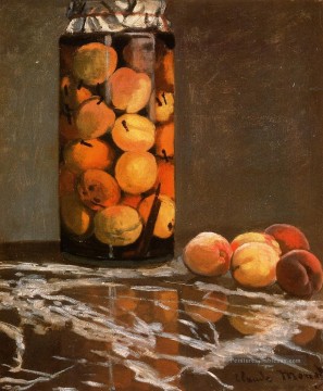 Pot de pêches Claude Monet Peinture à l'huile